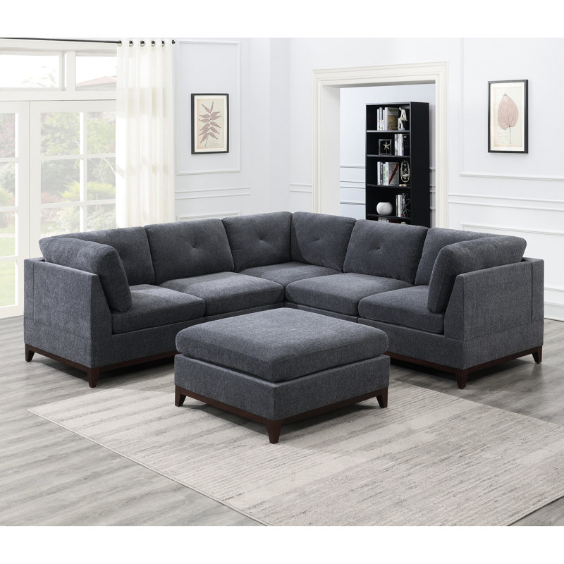 Canapé modulaire en chenille gris cendré modulaire 6 pièces: 3 canapés d'angle, 2 fauteuils sans accoudoirs, 1 dossier, 1 base classique de grande taille 6 pièces: tendance