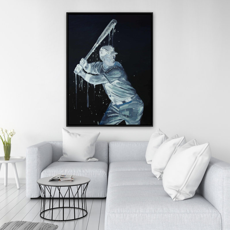 Baseball Player Print On Canvas, 48" H x 36" W