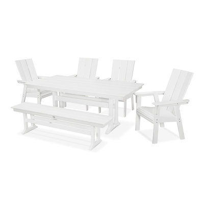 Ensemble de salle à manger de style campagnard 6 pièces Modern Adirondack Curveback
