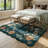 Tawann Machine Washable Floral Botanical Blue Area Rug with Non-Slip Backing for Living Room, Dining Room, Bedroom-1373729744