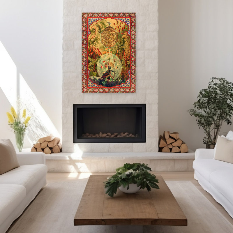 Art contemporain fleur rétro, H 48 po x l 32 po
