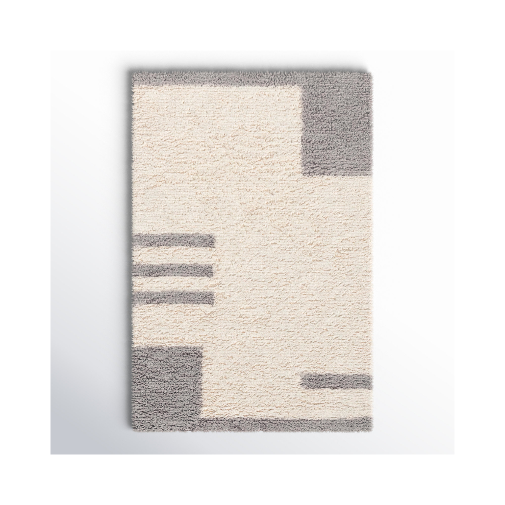 Beamer Gray/Ivory Rug, Rectangle 4' x 6'