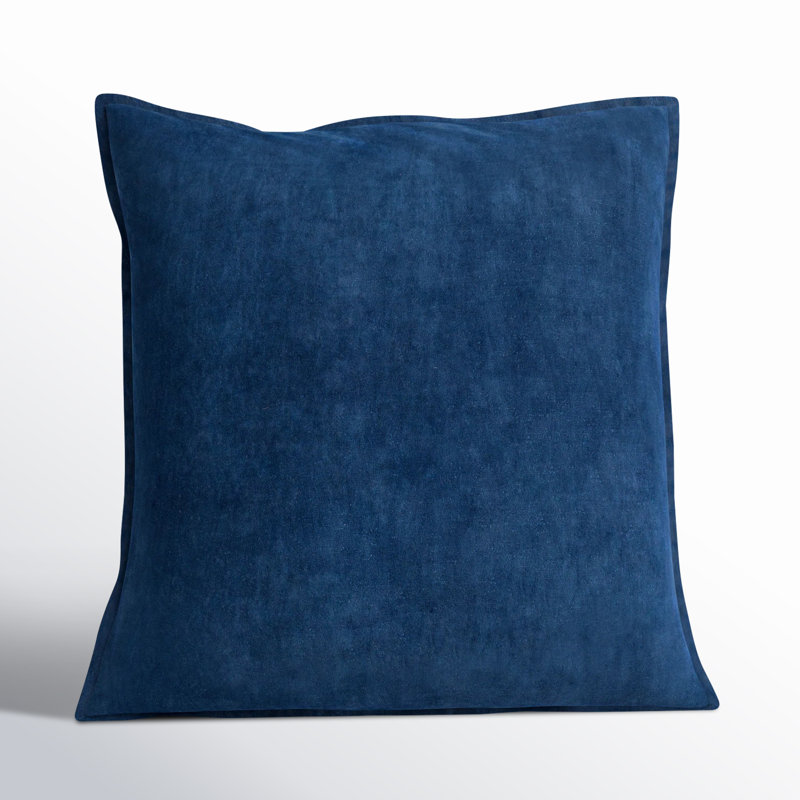 Navy Velvet-Like Cotton Square Throw Pillow, 18" x 18"