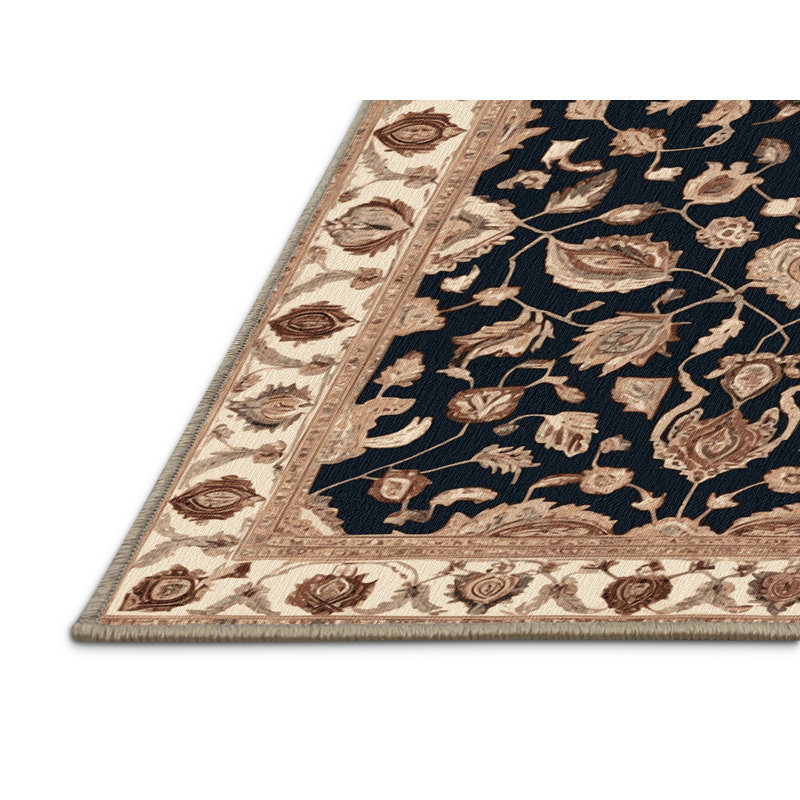 Tapis brun lavable à la machine, Rond 7 pi