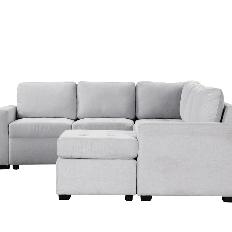 Canapé-lit modulaire Ustyle avec lit escamotable et salon. , Type-C. Tissu chenille. Spacieux pour le bureau personnel et le travail. Chaise longue grise, type C, tissu, usage de bureau gris