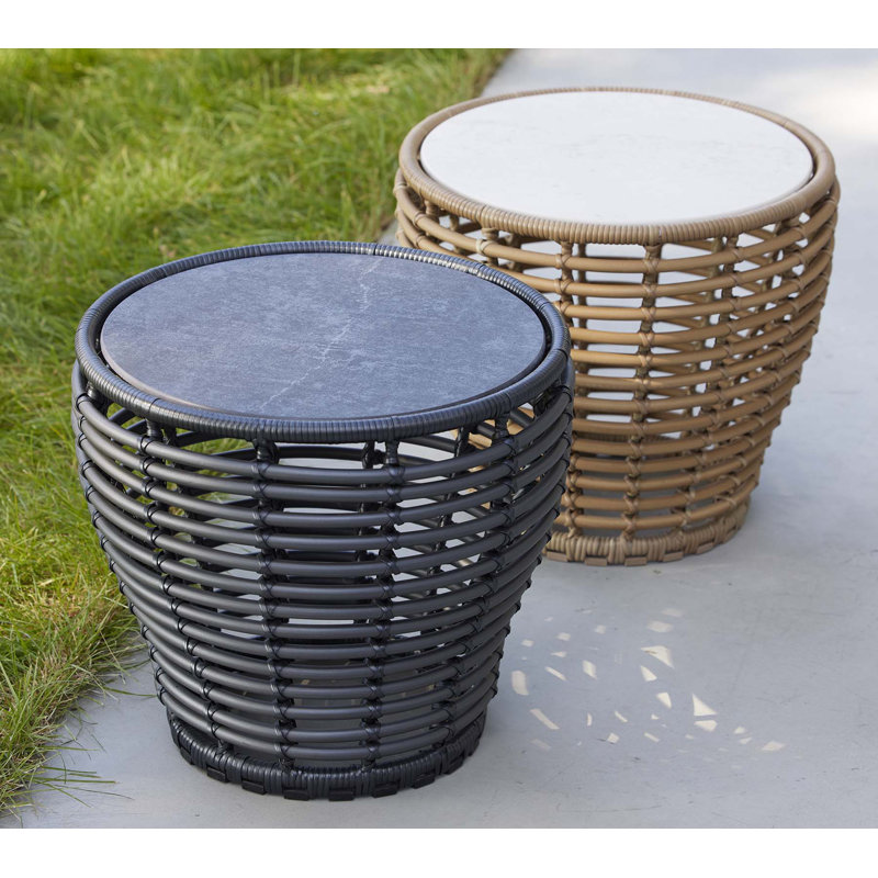 Basket Outdoor Round Coffee Table, 19.7" W x 19.7" Lx 17.7" H, Graphite/Fossil Black