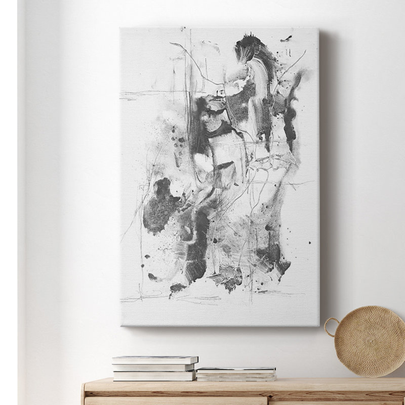 Graphite abstrait I, toile tendue avec châssis de qualité supérieure - prête à être accrochée, H 36 po x l 24 po x P 1 po