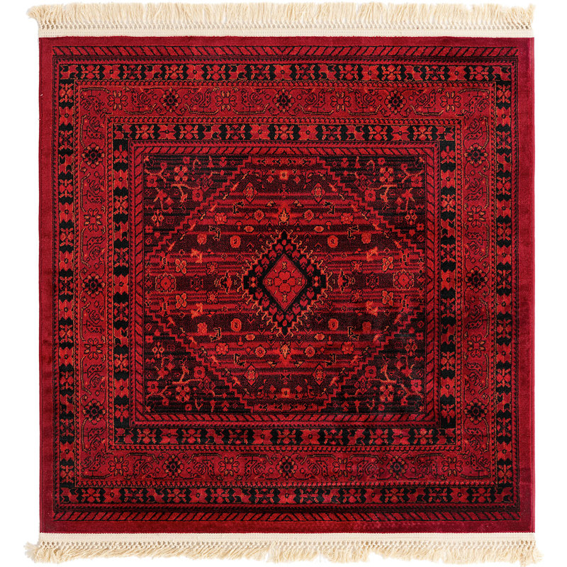 Tapis oriental en mélange rouge, Carré 4 pi