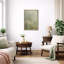 Motif botanique vert discret, images de chambre à coucher, impression sur toile encadrée-1140877105-1140877104