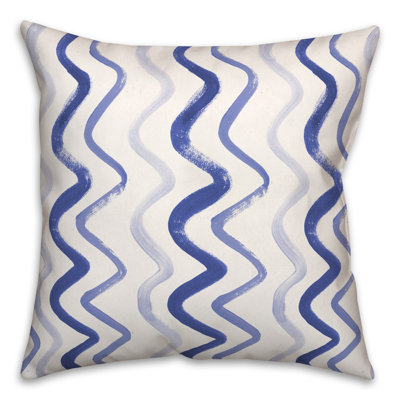 Coussin extérieur bleu et brun Squiggles