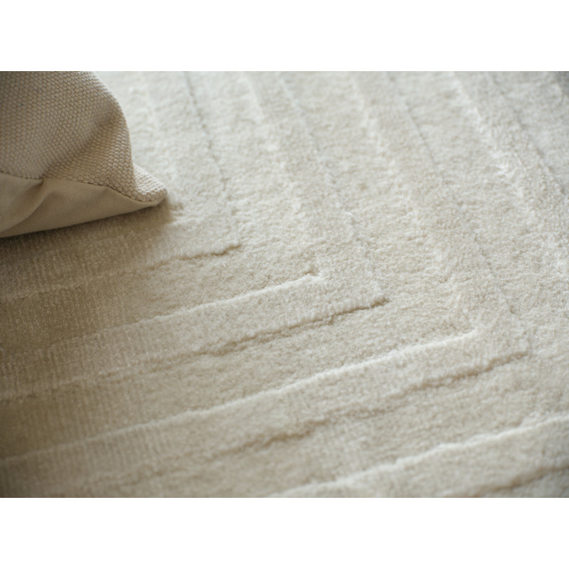 Tovello Modern Handmade Silky Nylon Beige Area Rug, Rectangle 4' x 5'