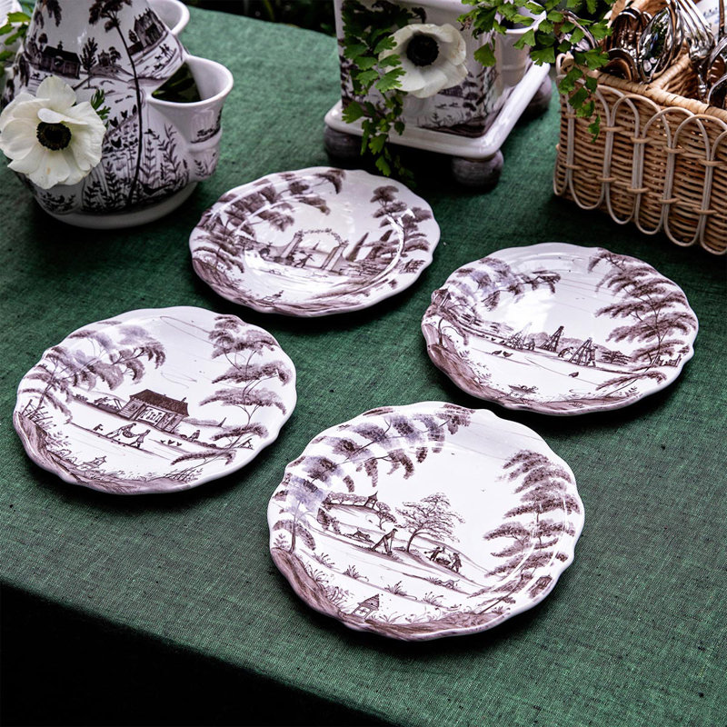 Country Estate Party Plate Assorted Set/4 - Flint Gray