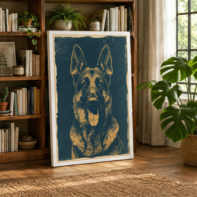 Alert German Shepherd Boho - Wrapped Canvas