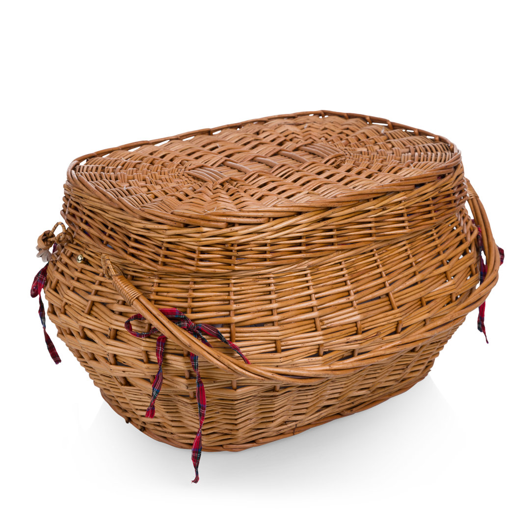 Highlander Deluxe Picnic Wicker Basket with Outdoor Dining Set Picnic Time