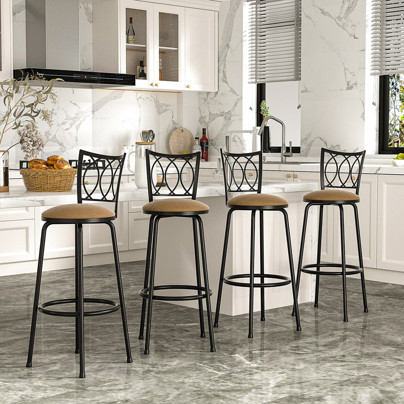 Bumpy Swivel Upholstered Adjustable Height Counter Stool with Metal Frame, 4