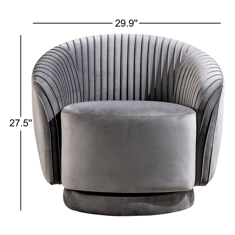 Milvo Velvet Swivel Barrel Chair, Gray Velvet