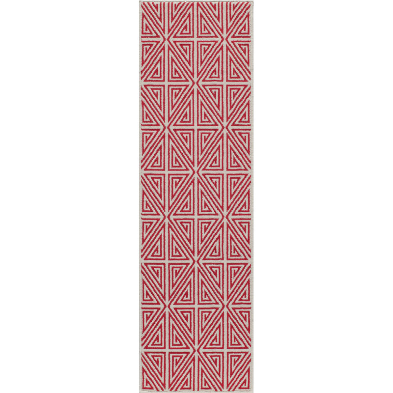 Tapis intérieur / extérieur rouge Irita, Tapis de couloir 2 pi 3 po x 7 pi 6 po