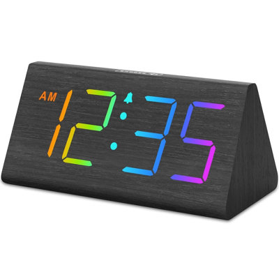 Réveil numérique en bois pour chambre à coucher et bureau, horloge numérique avec grands chiffres