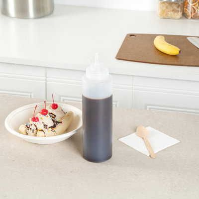  Plastic Squeeze Bottle 32 oz Wide Mouth Condiment Bottle With Cap Reusable Dishwashable Clear Sauce Dispenser For Syrups, Ketchup, Mustard, Oil, Dressing, Honey, Art And Craft