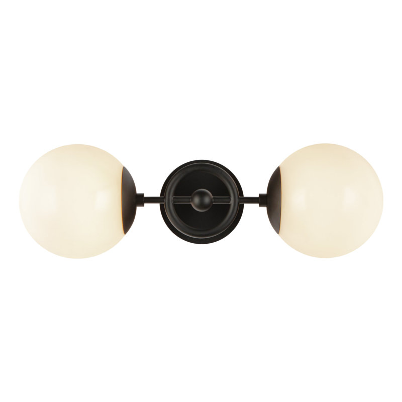 Meuble-lavabo mural moderne 2 lumières Brantry, Noir mat