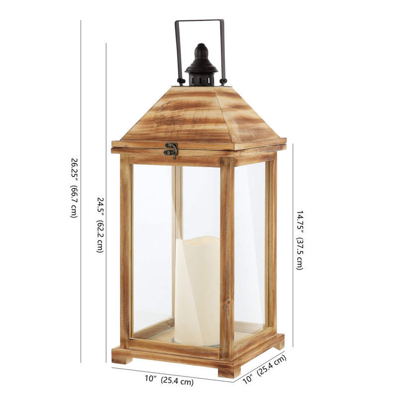 Elida Battery Powered Square / Rectangular Lantern, 26.25" H x 10" W x 10" D