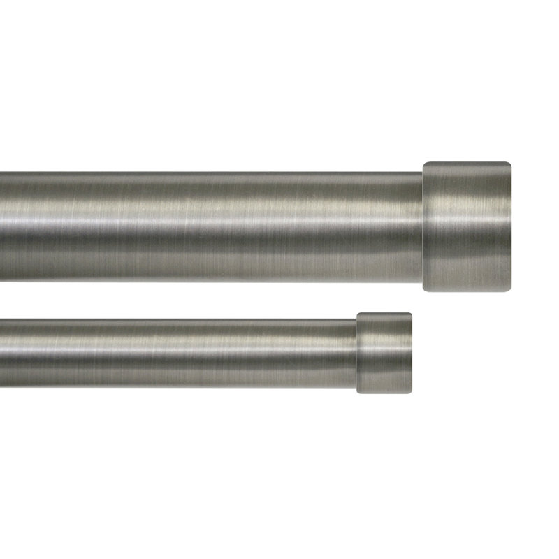 Merrimac Steel Adjustable 120'' to 42'' 1'' Double Curtain Rod, Plated Pewter