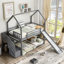 Lit superposé simple au dessus d'un lit simple avec glissière convertible, escalier de rangement-1842772709