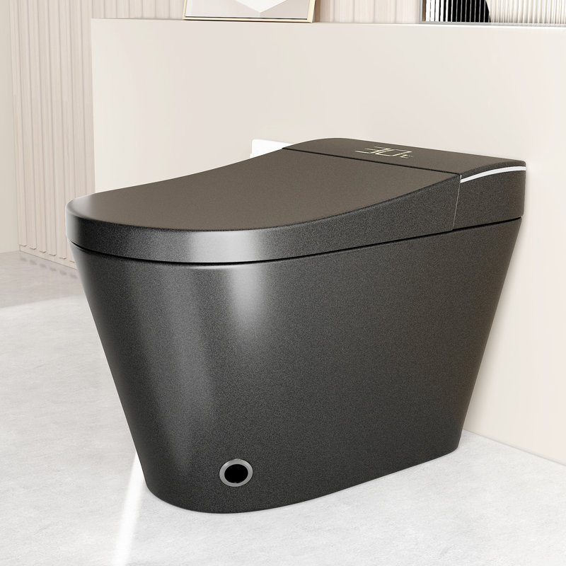 One Piece Smart Toilet With Built - In Bidet, Auto Seat Movement, Siphonic Jet For Cleanliness, Warm Water And Drying, Multiple Flushing Methods Black Ceramic Design Bidet In, Open/Close Seat,