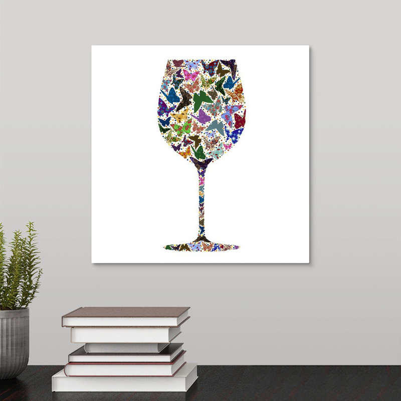 « wine glass party i », peinture sur toile, Toile tendue, H 12 po x l 12 po x p 1,25 po