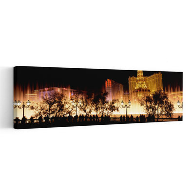 Hotels In A City Lit Up At Night, The Strip, Las Vegas, Nevada, Usa Modern Abstract City Tree Wall Art