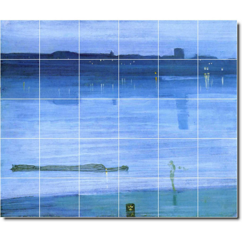 Carreau de peinture murale 25,5 po x 21,25 po 4,25 po x 4,25 po, James Whistler, bord de mer, peinture W09855