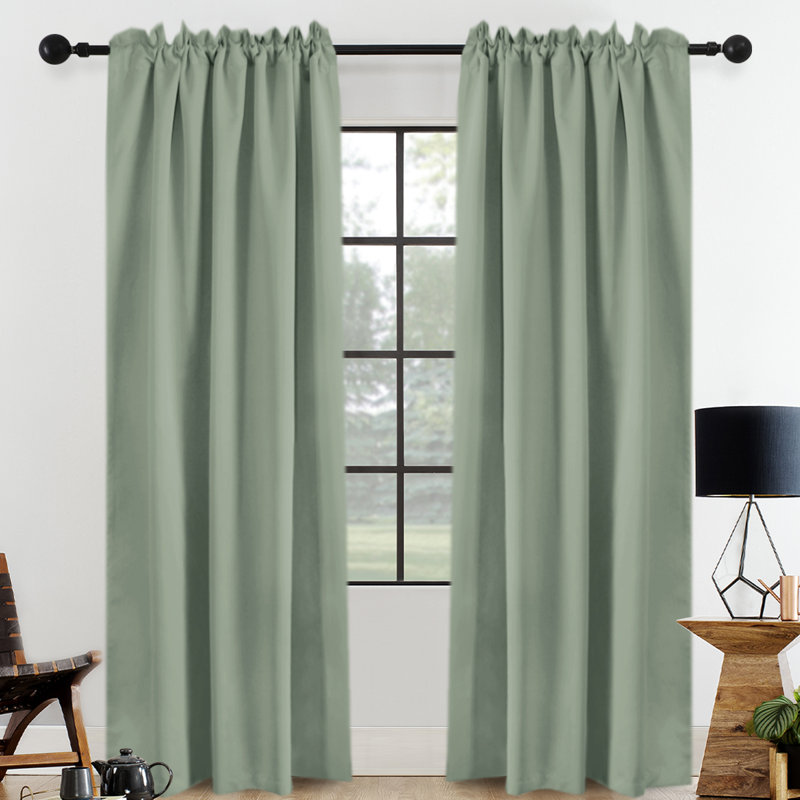 Rideaux de chambre à coucher avec passe-tringle / passe-tringle, Sauge clair, L 52 po x L 84 po