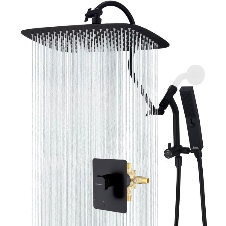Shower Faucet Set, G-Promise 14 Inch Shower Head With Rough-In Valve