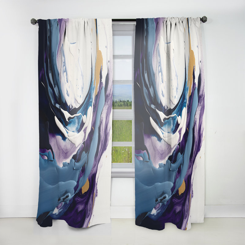 Gazella - Electric Marble Ink Art III - Modern Curtain - Velvet Room Darkening - 1 panel, 52" W x 120" L
