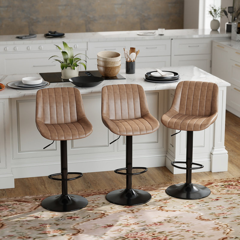 Tabouret de bar pivotant à hauteur réglable Moniq, Brun foncé, 3
