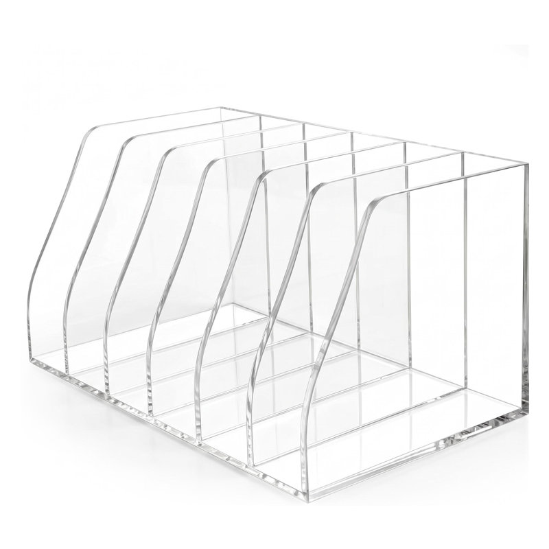 Support de rangement pour bureau et magazine en acrylique transparent - Porte-documents de bureau à 6 emplacements - Porte-documents spacieux pour dossiers, cahiers, courrier et documents - Ensemble de 6 pièces