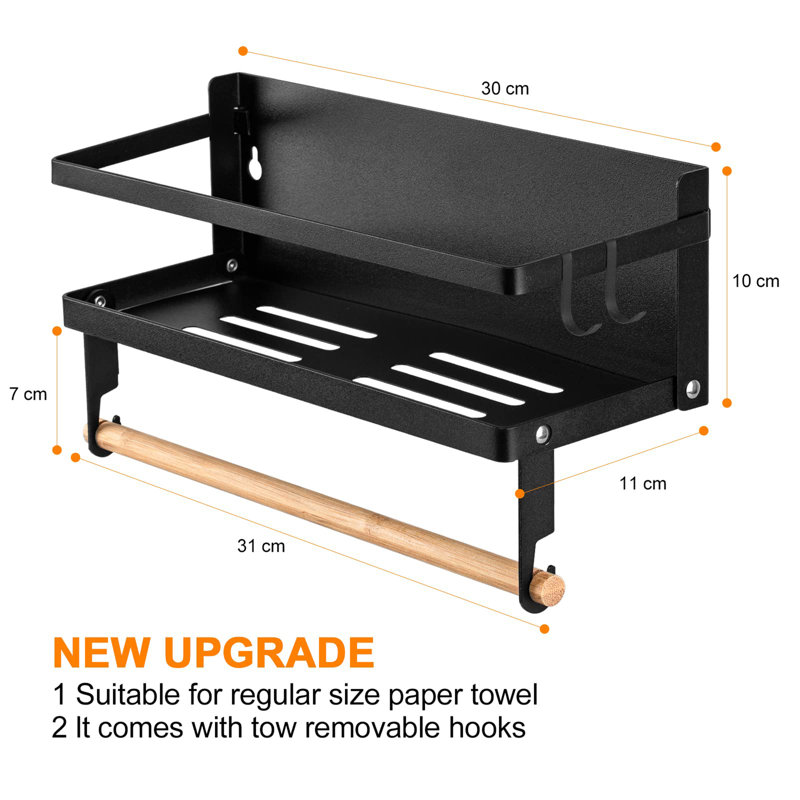 Wall Mounted Required Spice Rack with Adjustable Racks, Black