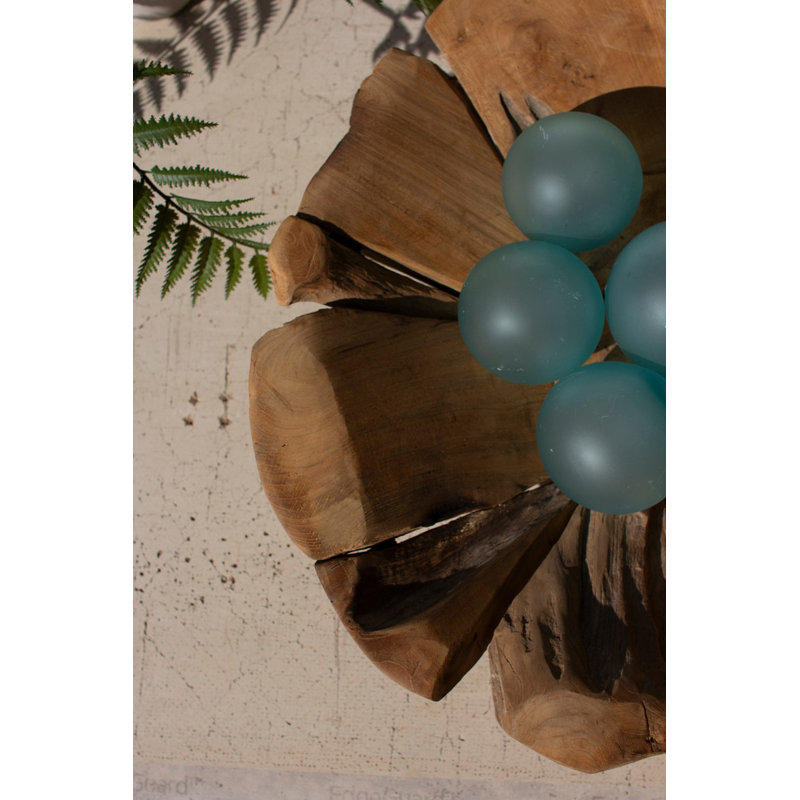 Kalalou Round Recycled Teakwood Compote – 6" Tall Decorative Bowl