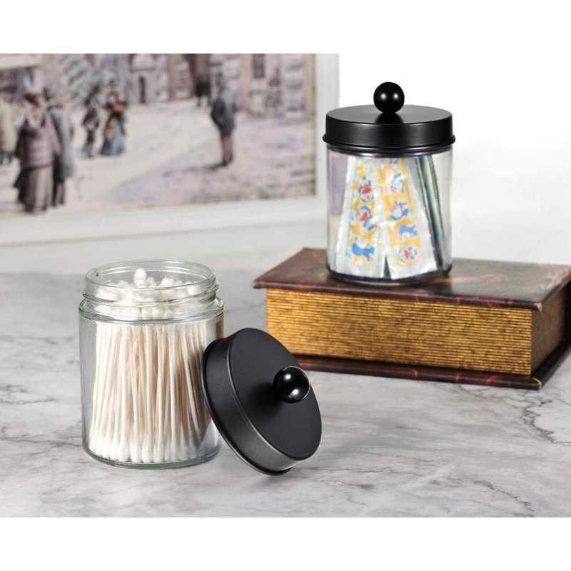 Ensemble de rangement de meuble-lavabo pour salle de bain 4 pièces Apothecary Jars, Noir