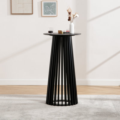 43.5’’ H Modern Round Bar Table, Solid Wood Base Bar Table For Dining Room