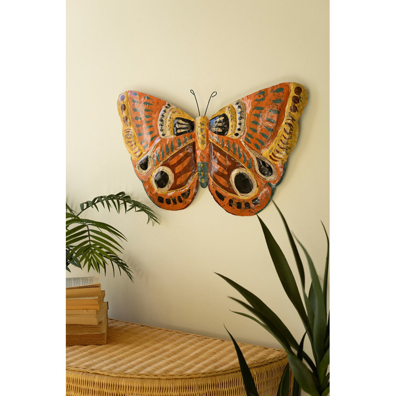 Horloge murale papillon en métal