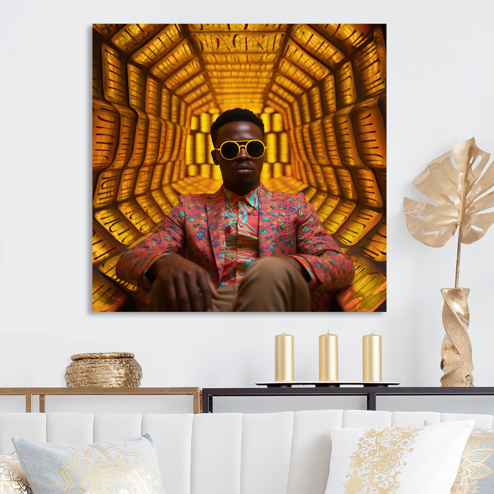 Ebern Designs African American Rapper Cool Golden Matrix On Canvas ...