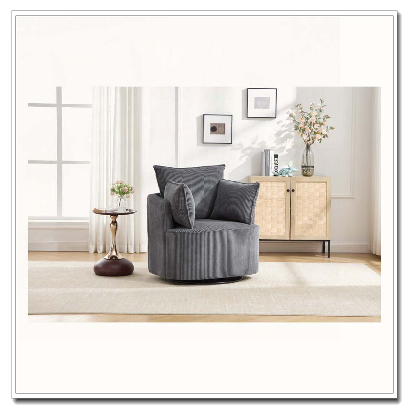 Chaise pivotante rembourrée en velours côtelé, Gris