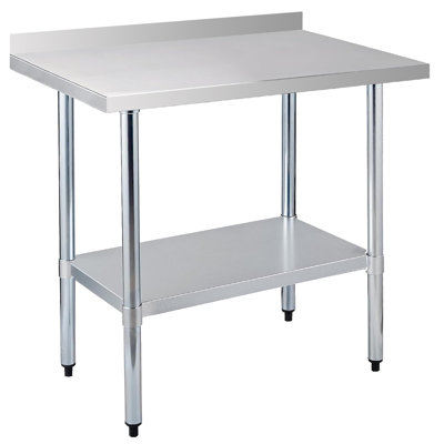 Table de travail commerciale en acier inoxydable de calibre 18 avec dosseret et tablette inférieure