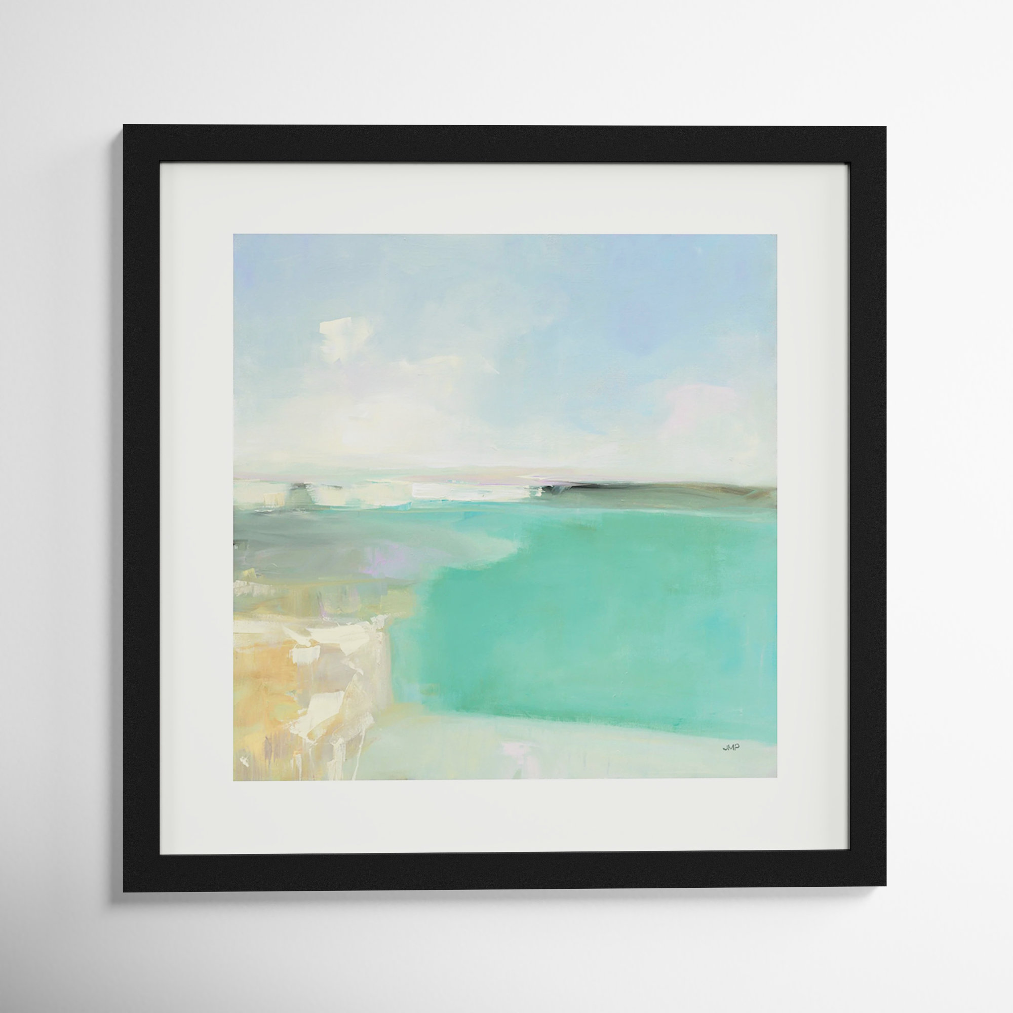 Summer Coastline by Julia Purinton, Black Framed Paper, 33" H x 33" W