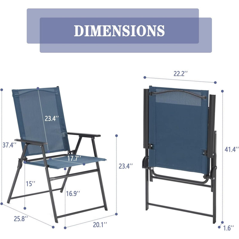 Chaise d'extérieur Thieu, Bleu foncé