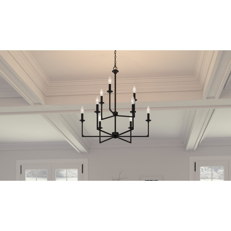 Nabile 9 - Light Dimmable Tiered Chandelier, Matte Black