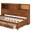 Lit de jour simple en bois avec 3 tiroirs de rangement, tablette et ports USB-114728345