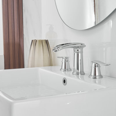 8 po Robinet pour salle de bain à 2 poignées Waterfall avec drain escamotable noir mat