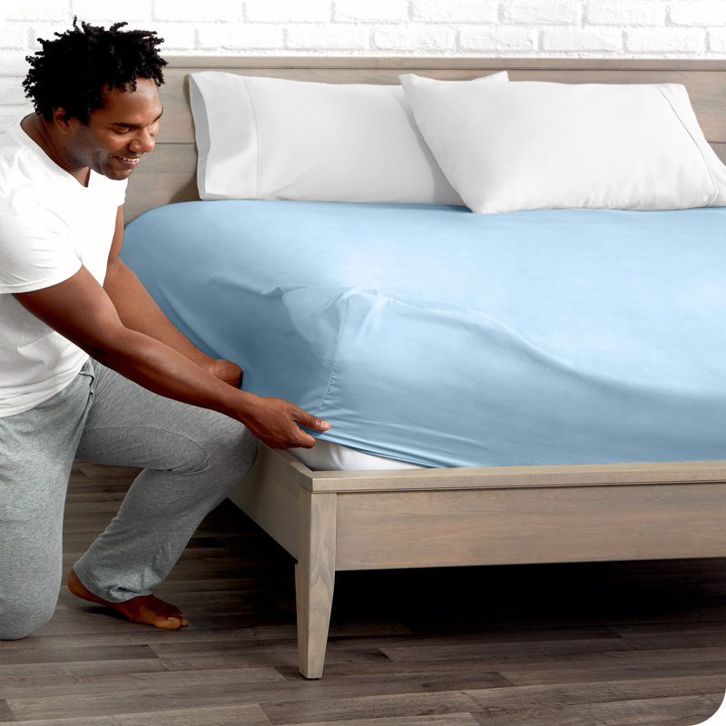 Fitted Bottom Sheet, Double, Light Blue